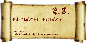 Mátéfi Belián névjegykártya